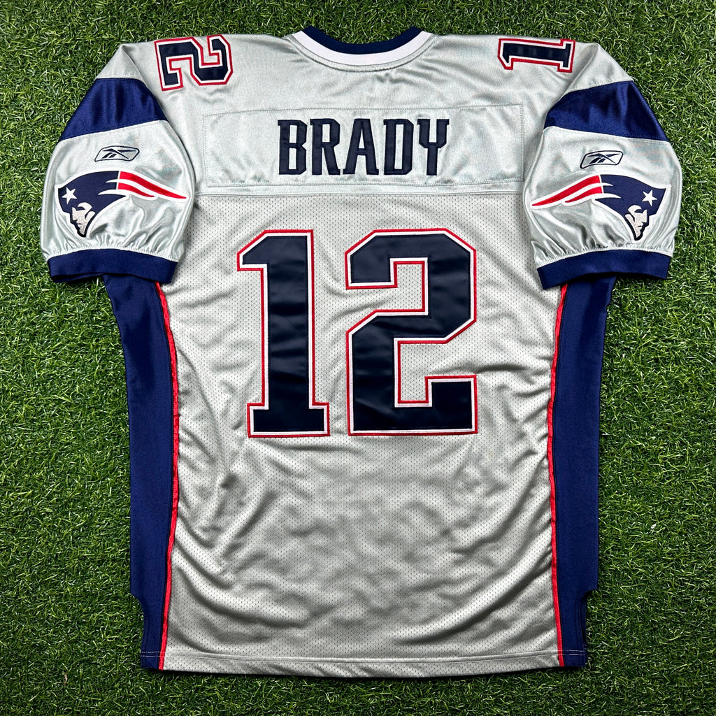 2003 Reebok NFL Authentic Jersey New England Patriots Tom Brady Sz. 52 Silver Alternate