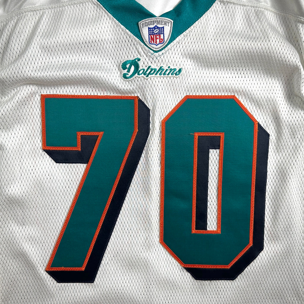 2003 Reebok NFL Game Used Worn Jersey Miami Dolphins Brad Bedell Sz. 50 Vintage
