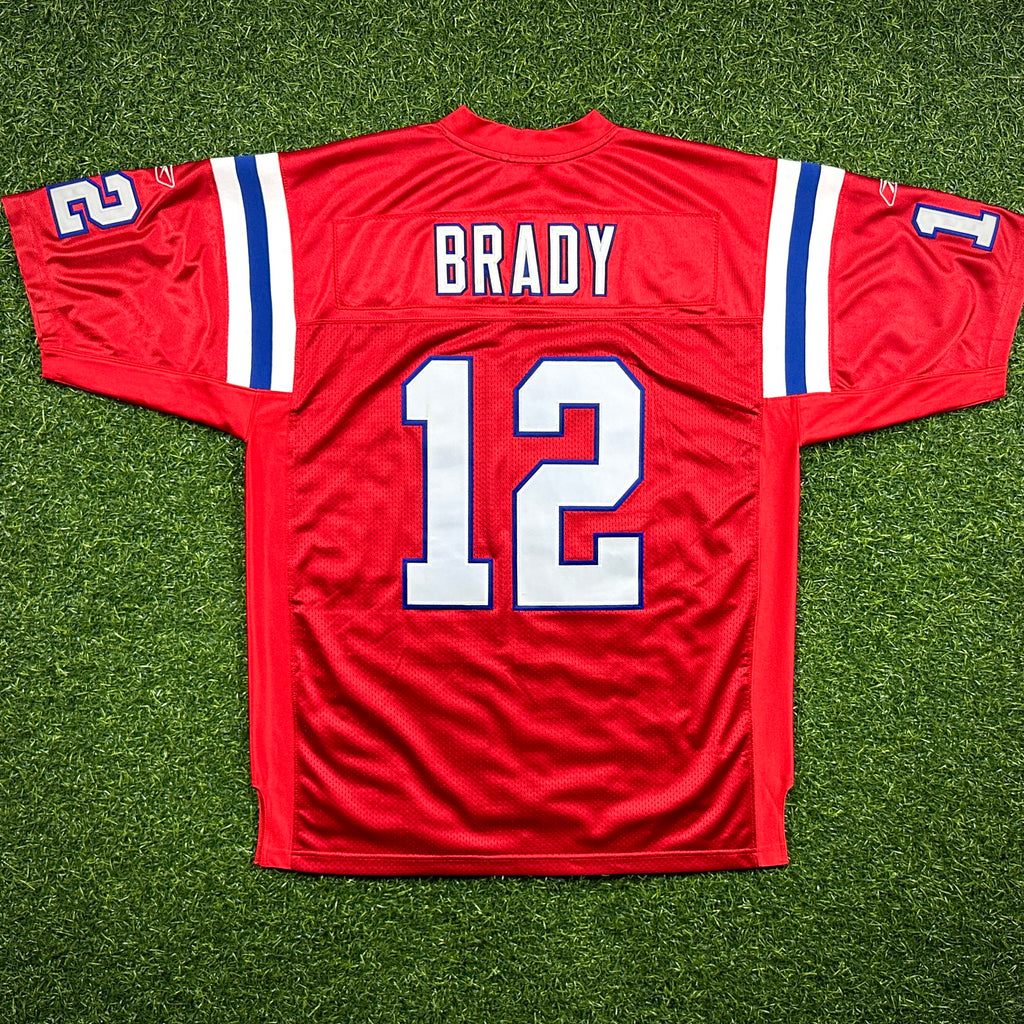 2011 Reebok NFL Authentic Red Throwback Jersey New England Patriots Tom Brady Sz. 52