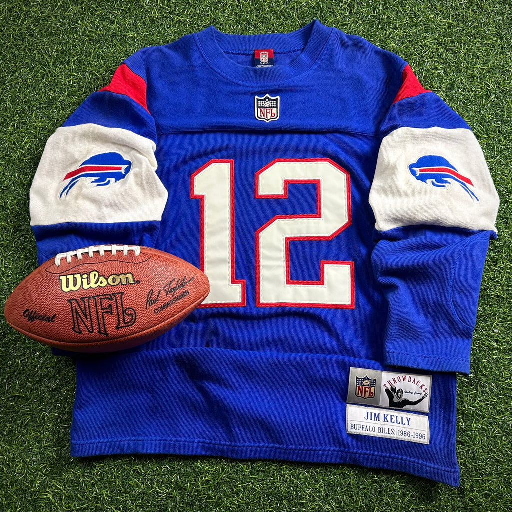 2003 Reebok Gridiron Classics NFL Throwback Jersey Sweater Buffalo Bills Jim Kelly Sz. L Vintage