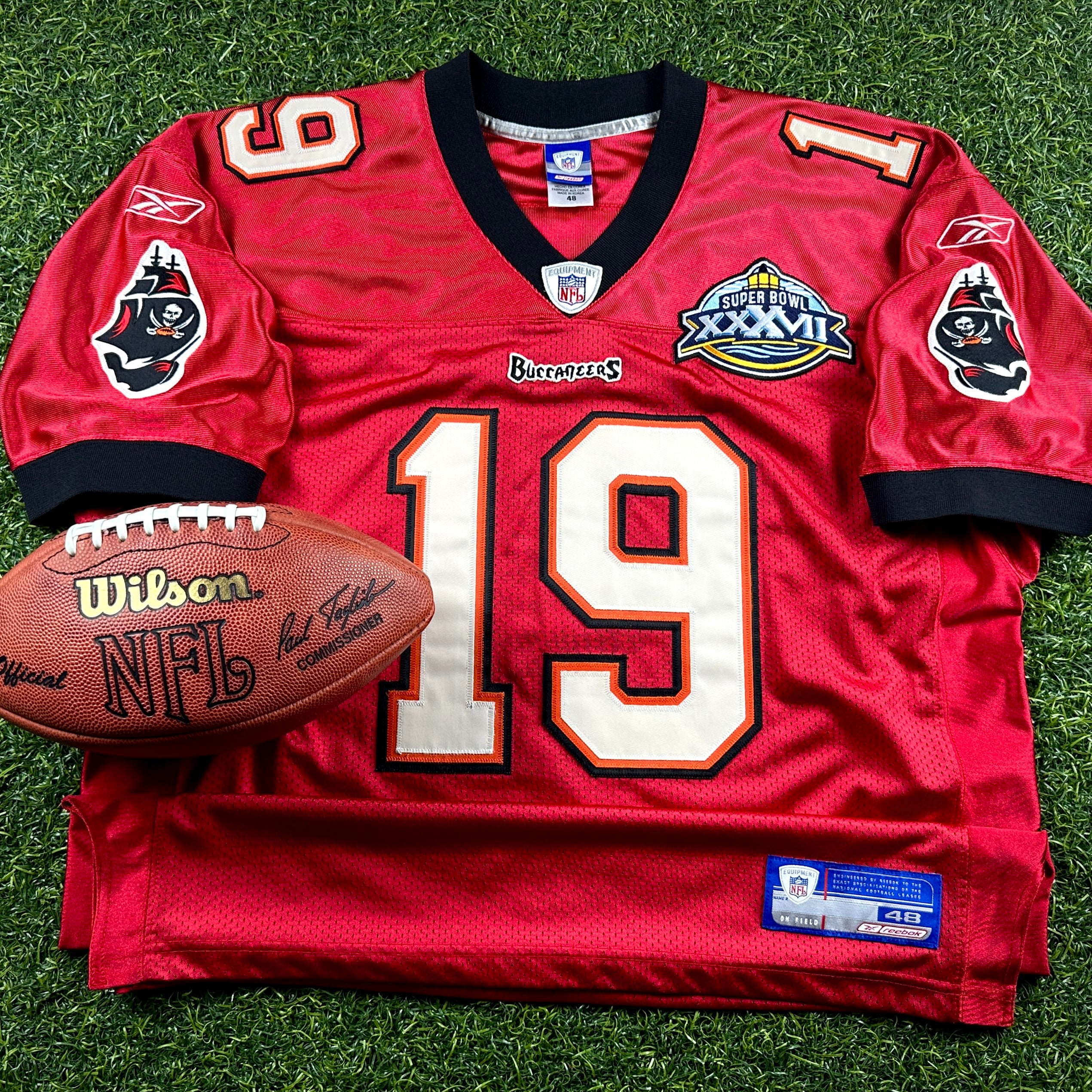 2002 Reebok NFL Authentic Jersey Tampa Bay Buccaneers Keyshawn Johnson Sz. 48 Super Bowl XXXVII