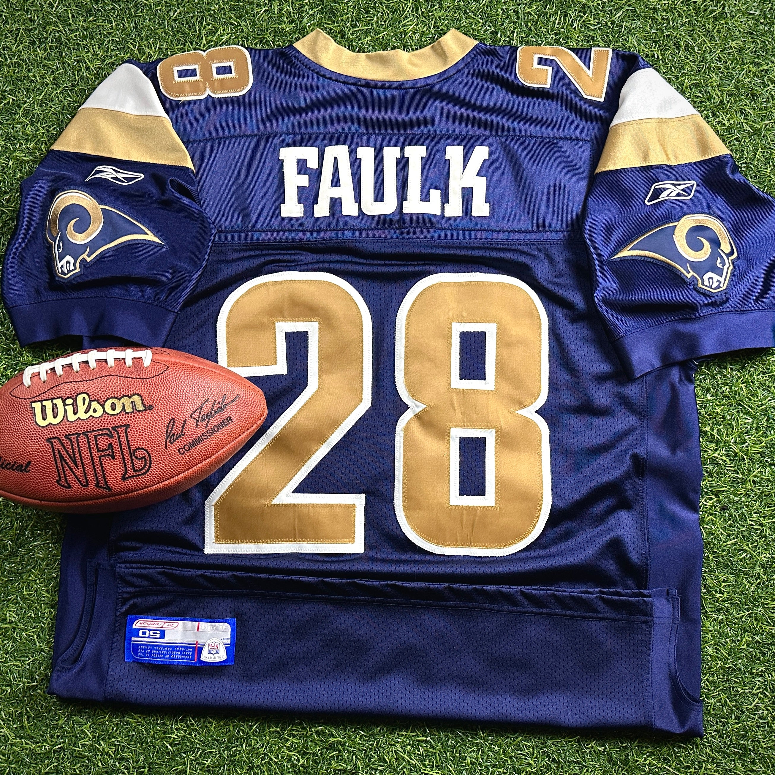 2004 Reebok NFL Authentic Jersey St. Louis Rams Marshall Faulk Sz 52 Vintage HOF