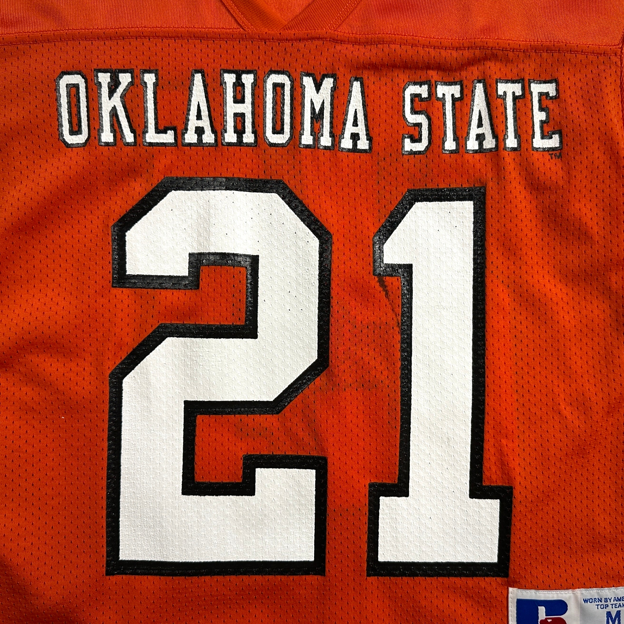 1988 Russell NCAA Team-Issued Jersey Oklahoma State Cowboys Barry Sanders Autograph JSA