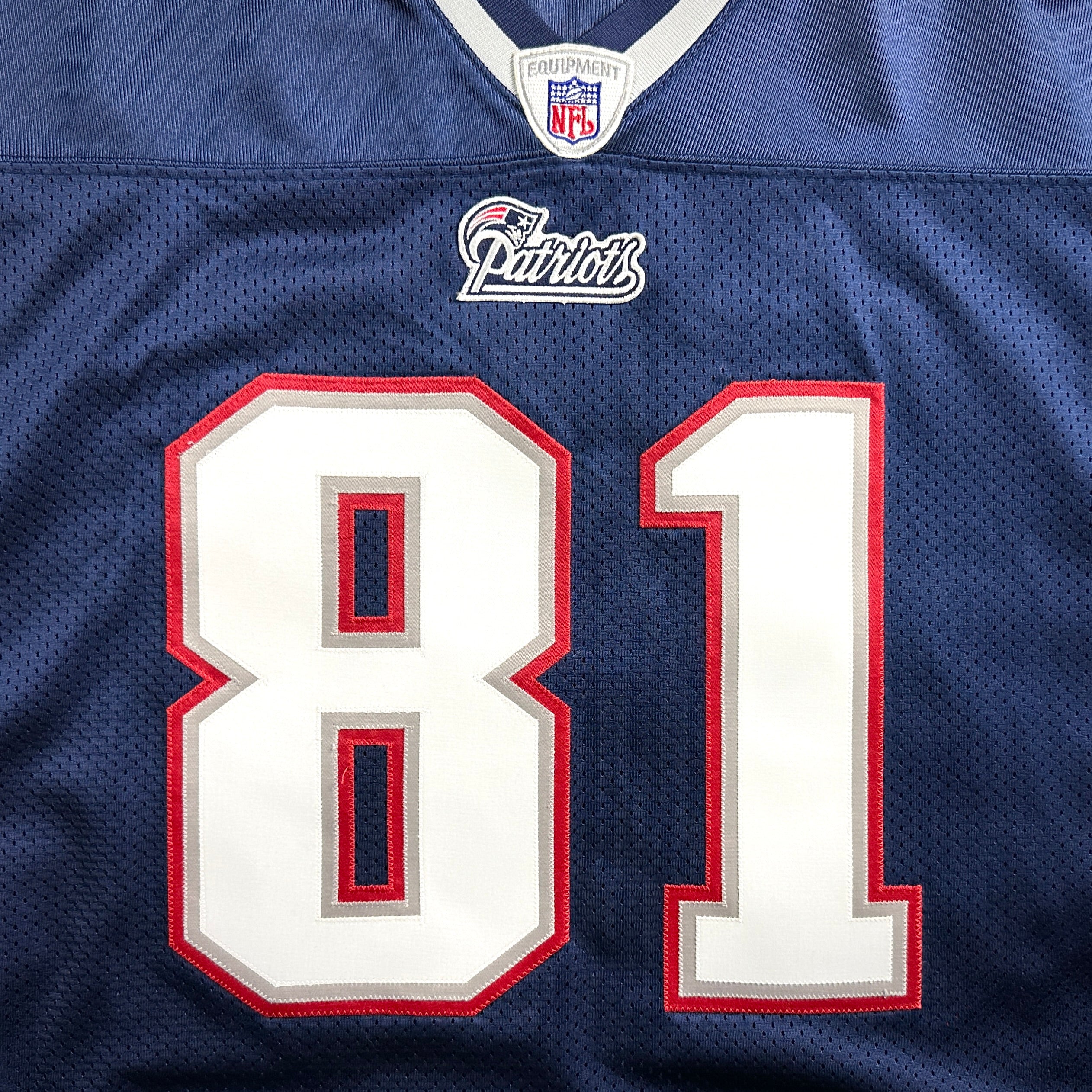 2007 Reebok NFL Authentic Jersey New England Patriots Randy Moss Blue Home Sz. 52
