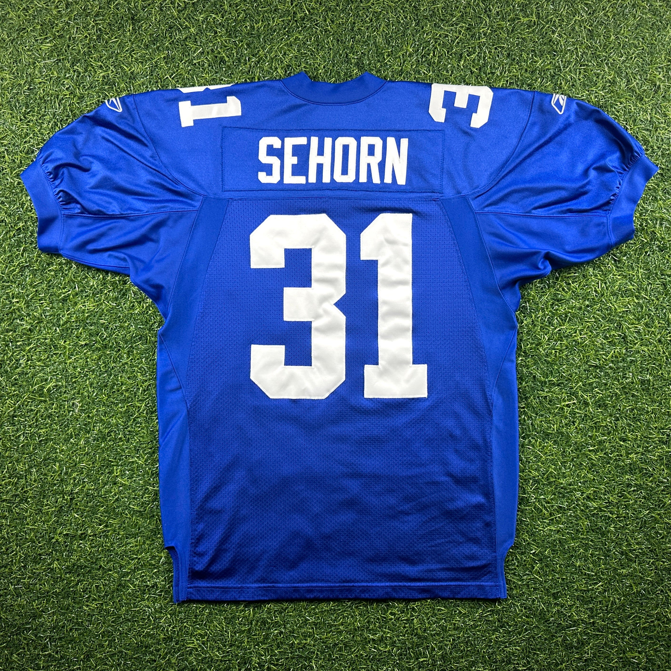 2001 Reebok NFL Authentic Jersey New York Giants Jason Sehorn Sz. 48 Helmet Tag