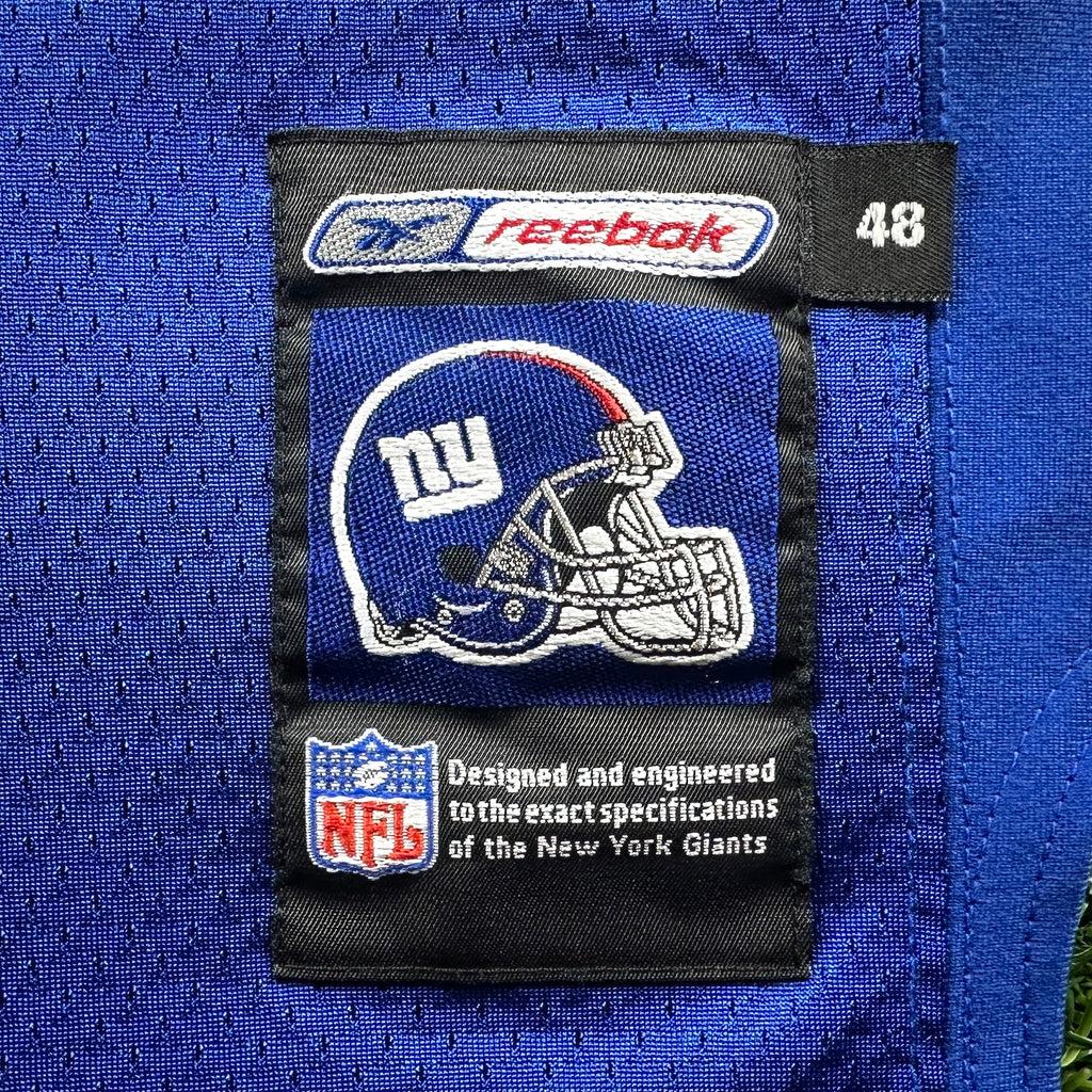 2001 Reebok NFL Authentic Jersey New York Giants Jason Sehorn Sz. 48 Helmet Tag
