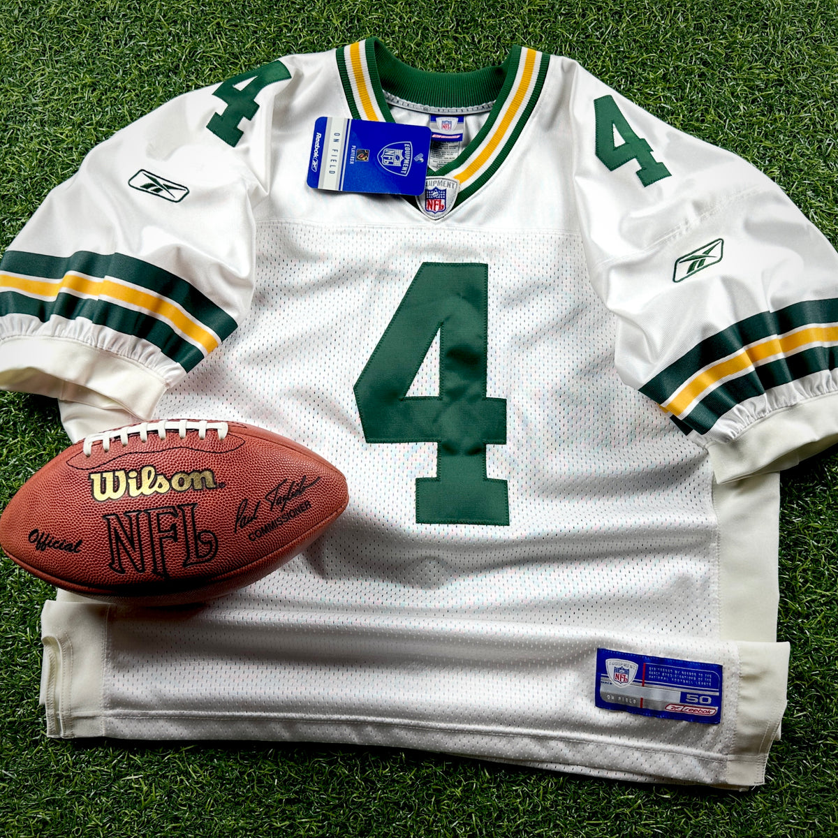 New! 2002 Reebok NFL Authentic Jersey Green Bay Packers Brett Favre Sz. 50 White NWT Vintage