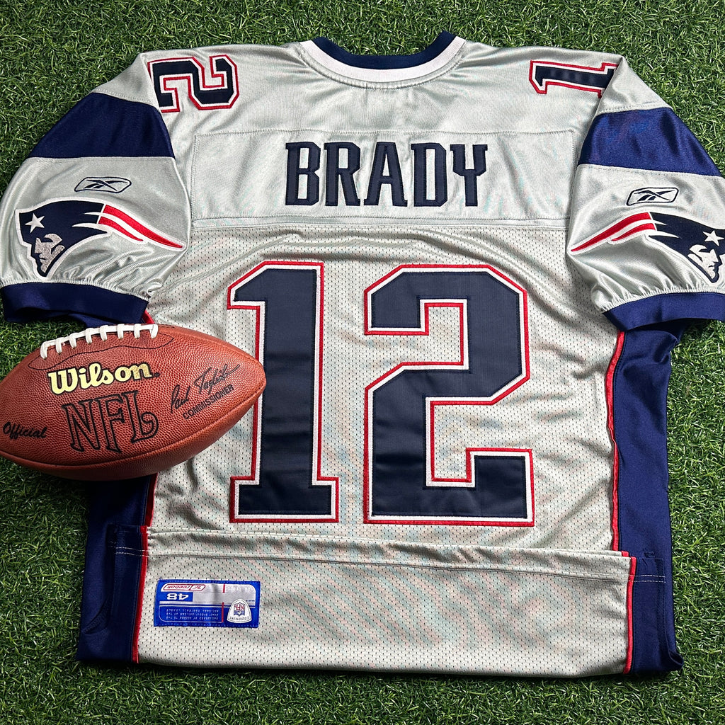 2003 Reebok NFL Authentic Jersey New England Patriots Tom Brady Sz. 48 Silver Alternate
