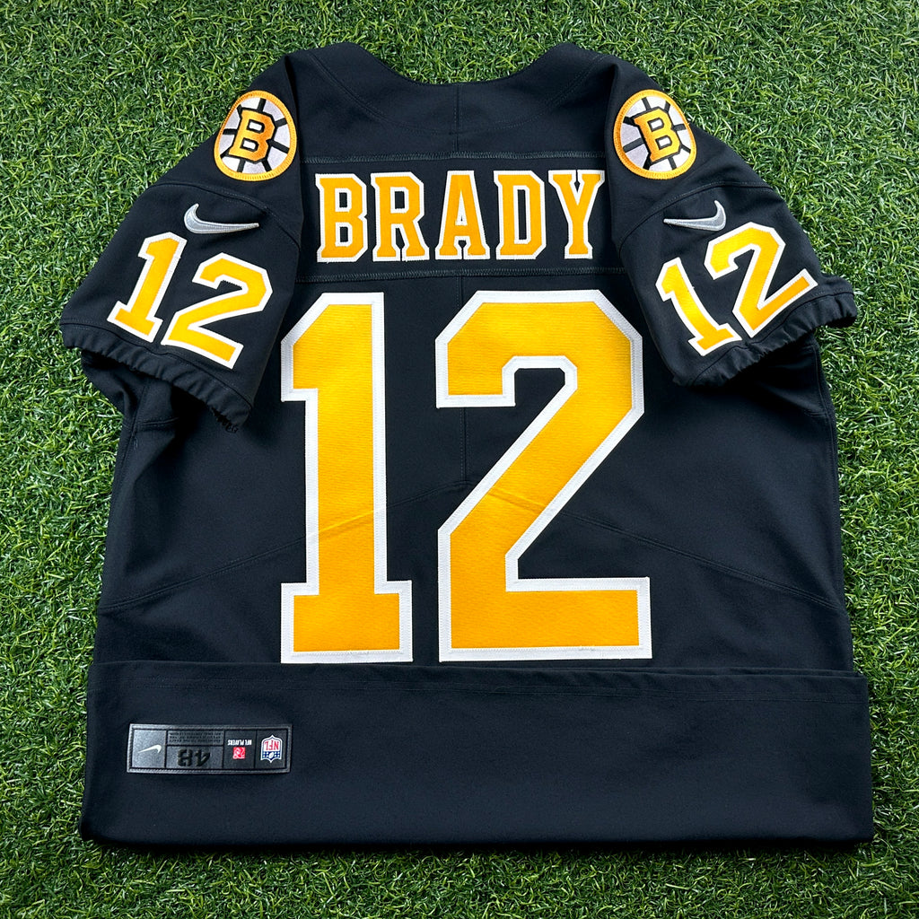 New! Nike NFL X NHL Vapor Elite Authentic Jersey Boston Bruins New England Patriots Tom Brady Sz. 48 Mashup