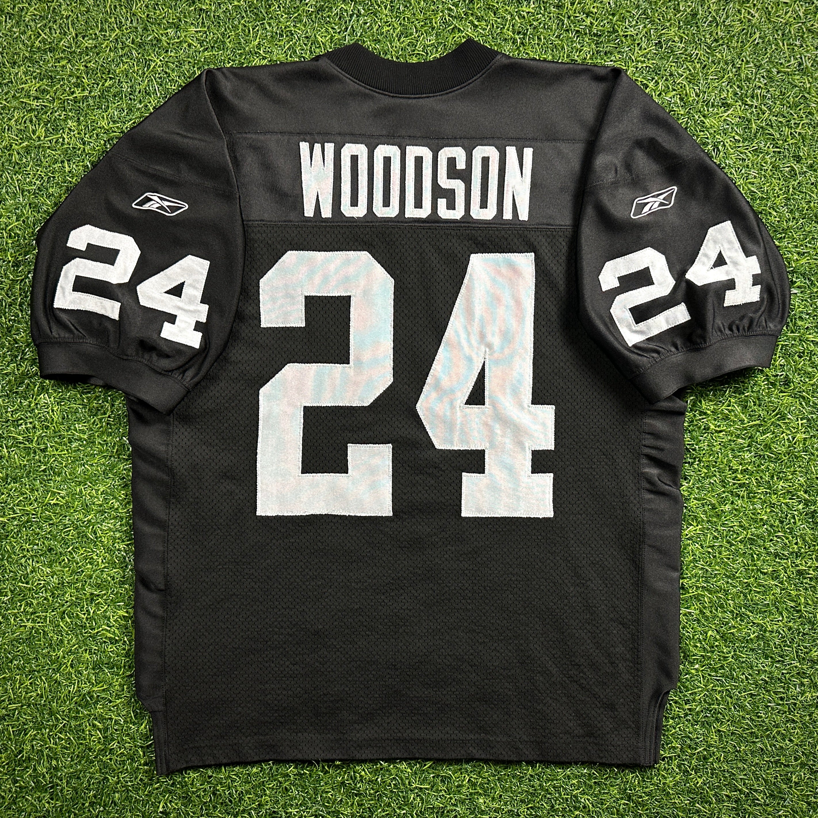 2001 Reebok NFL Authentic Jersey Oakland Raiders Charles Woodson Sz. 48 Vintage