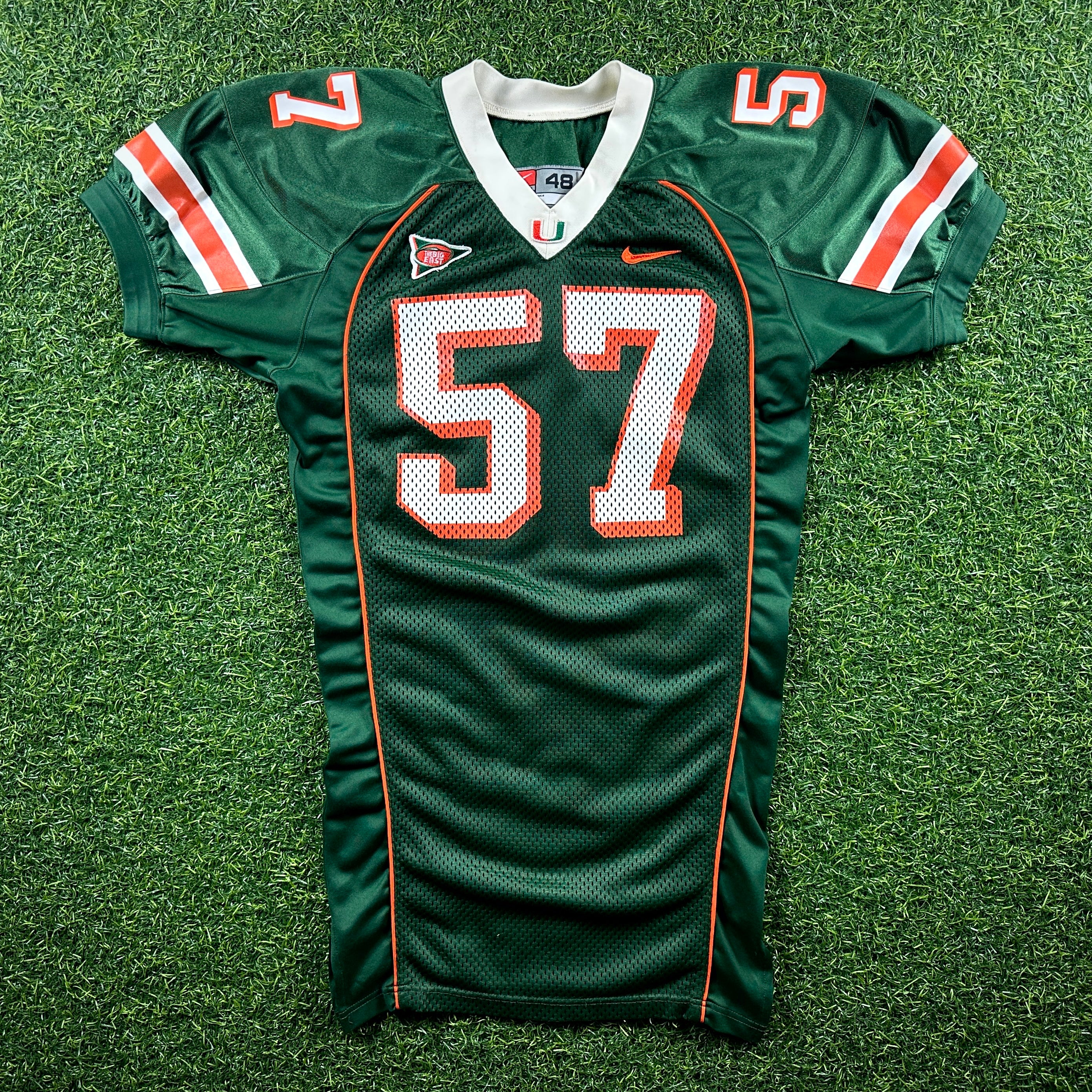 1999 Nike NCAA Game-Used Jersey Miami Hurricanes Jermell Weaver Sz. 48 Set 1
