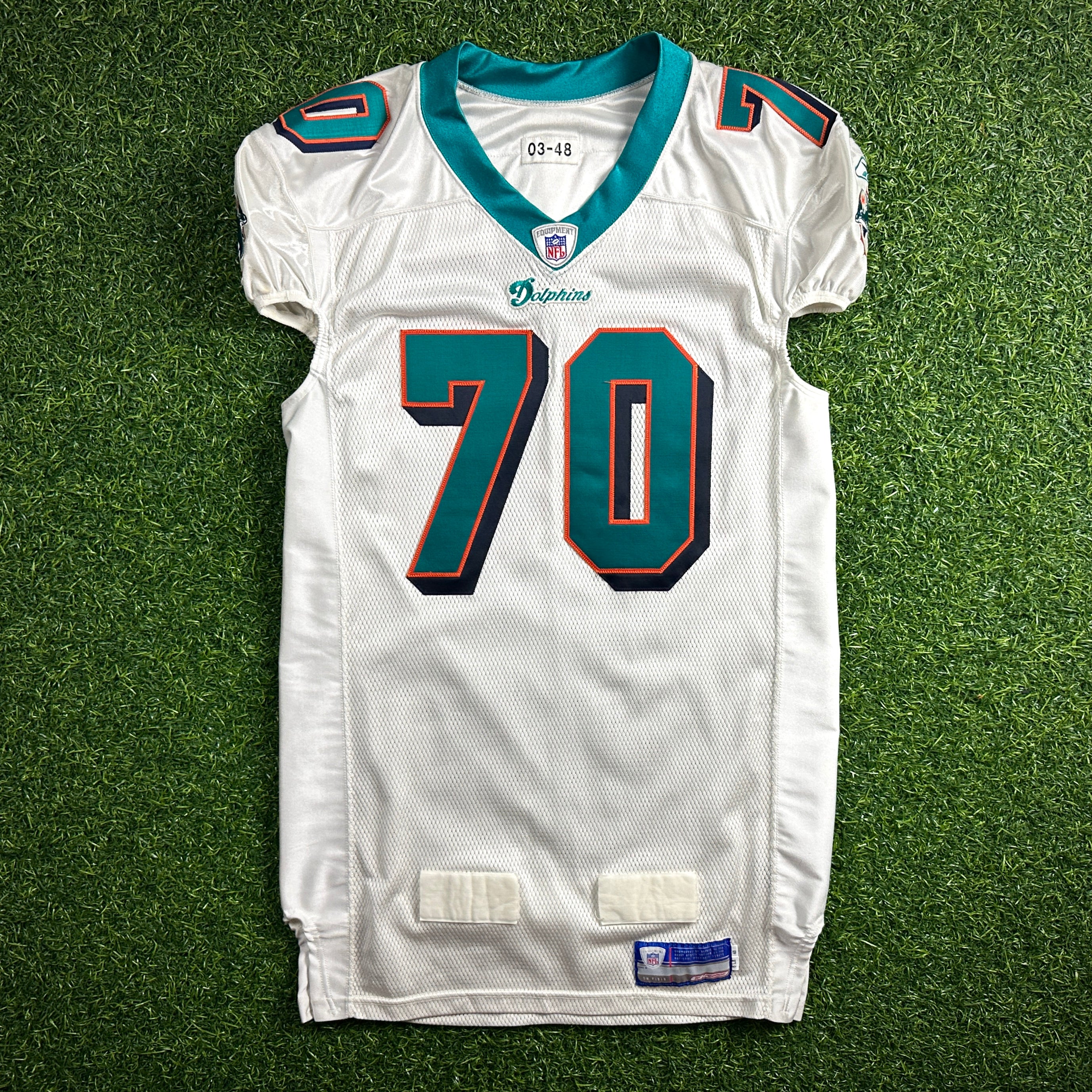 2003 Reebok NFL Game Used Worn Jersey Miami Dolphins Brad Bedell Sz. 50 Vintage