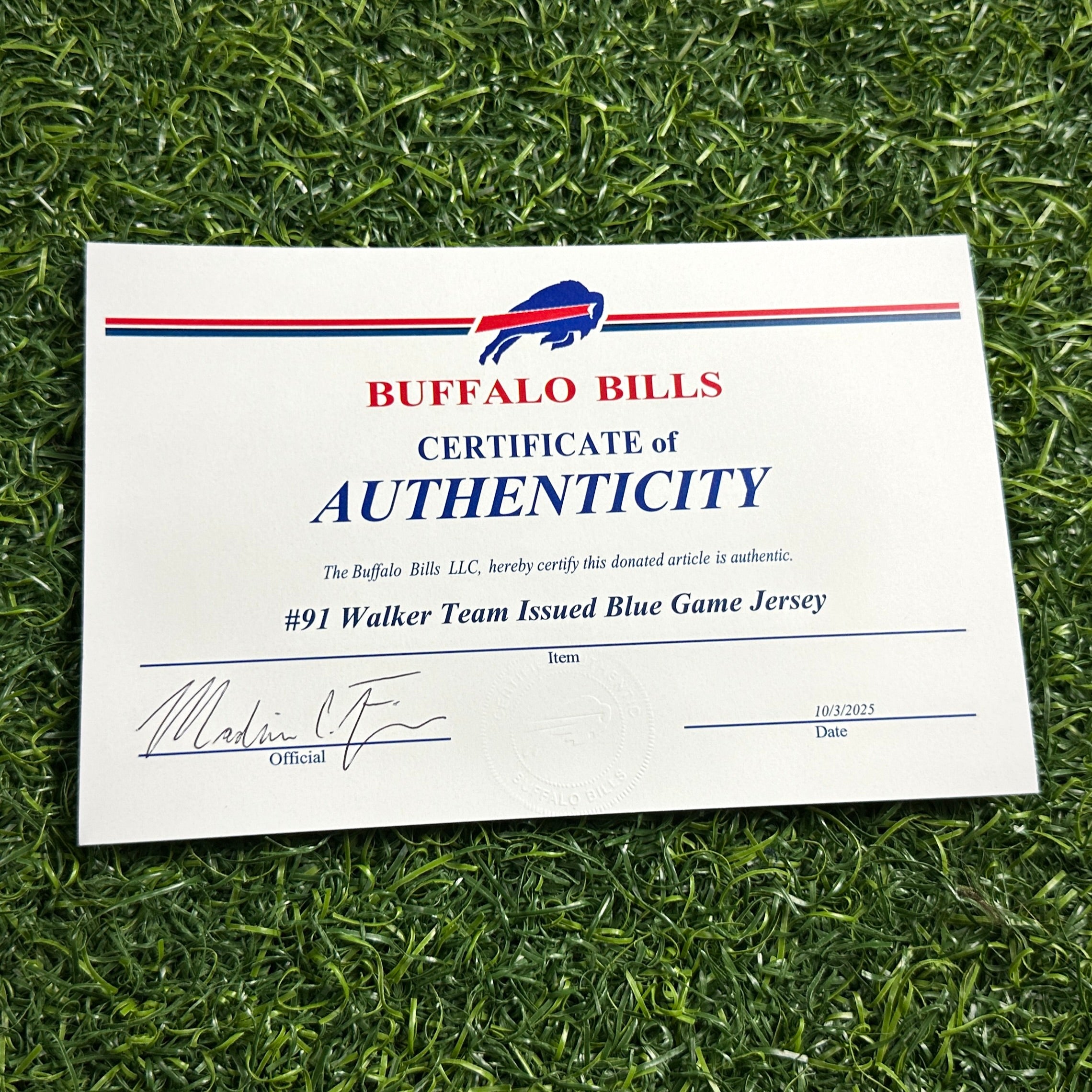 2018 Nike NFL Game-Used Jersey Buffalo Bills Tyrunn Walker Sz. 48 Team COA
