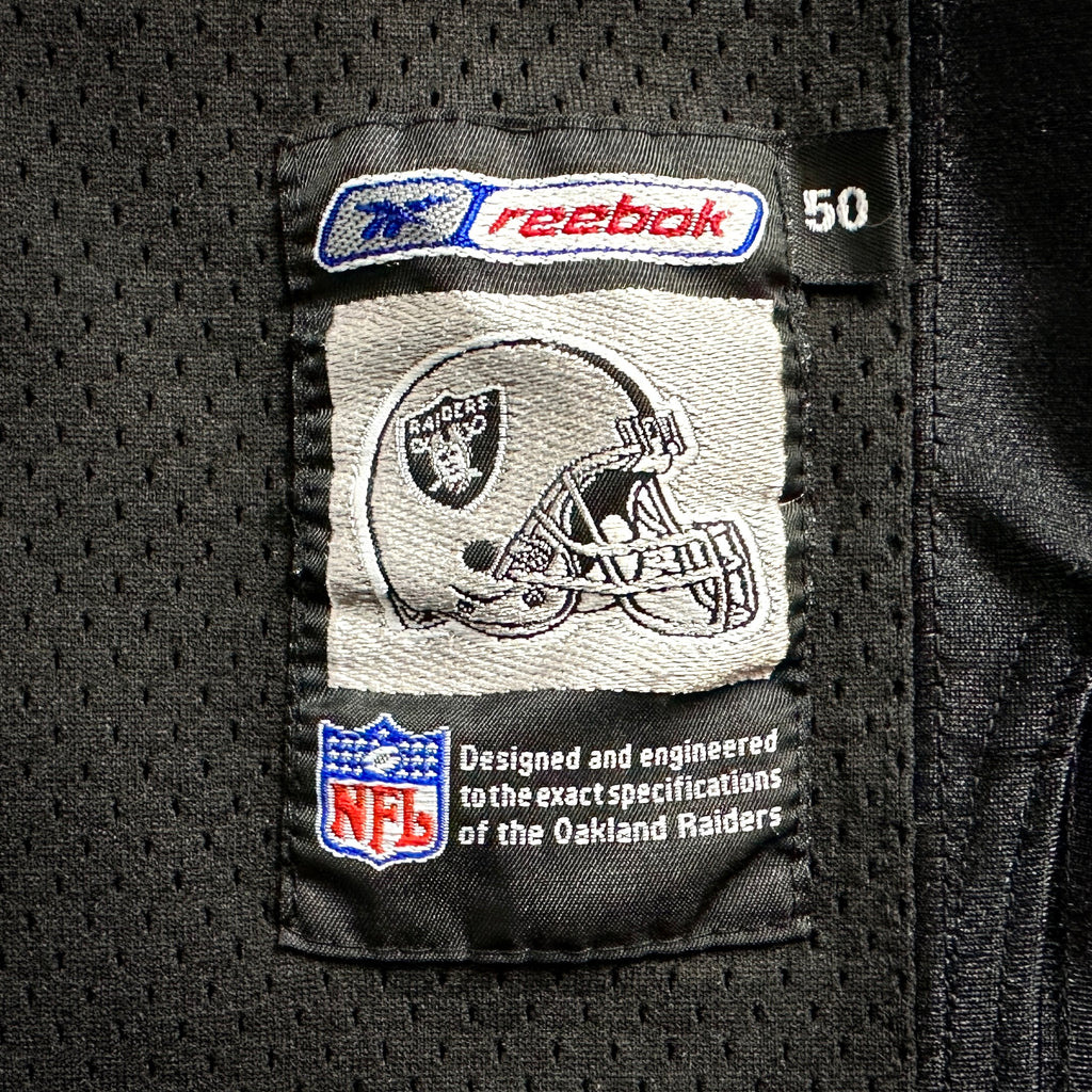 2001 Reebok NFL Authentic Jersey Oakland Raiders Rich Gannon Sz. 50 Vintage Helmet Tag