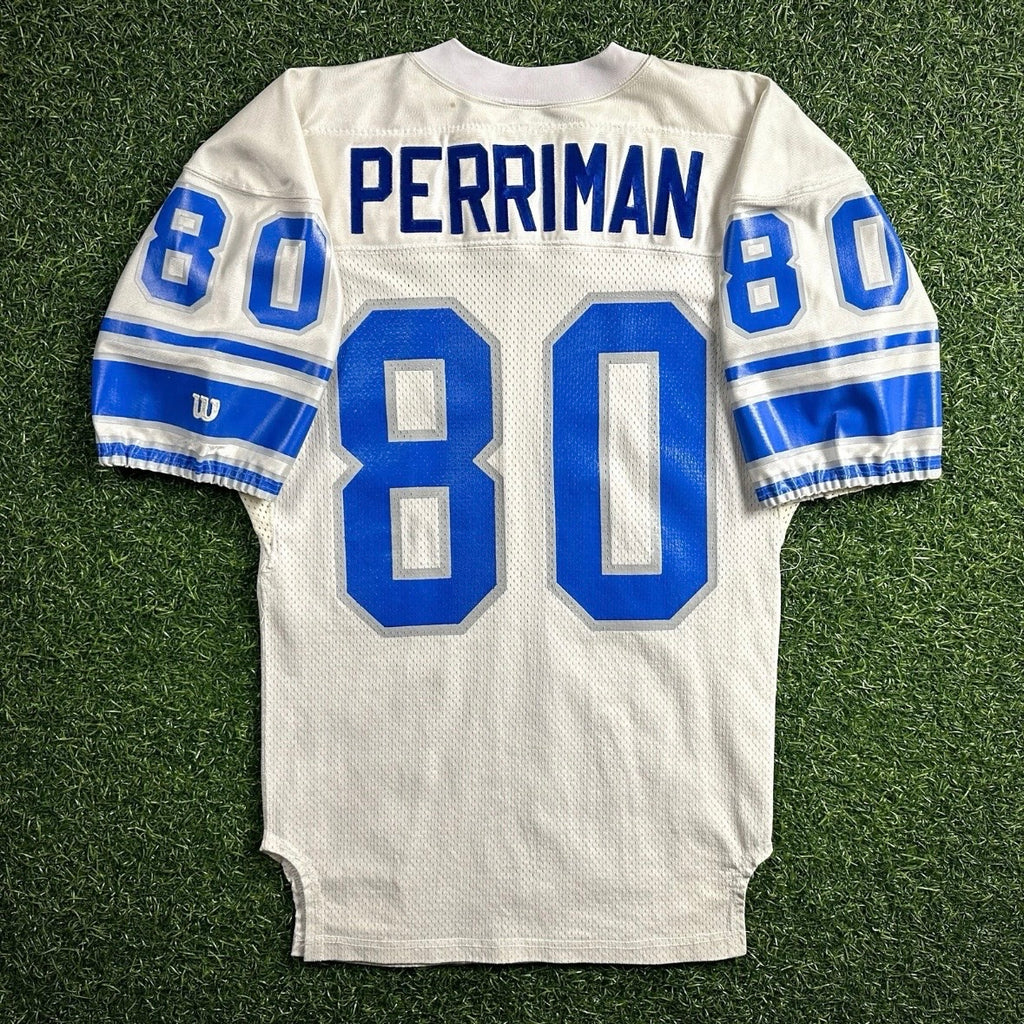 1992 Wilson NFL Game Used Worn Jersey Detroit Lions Brett Perriman Sz. 46