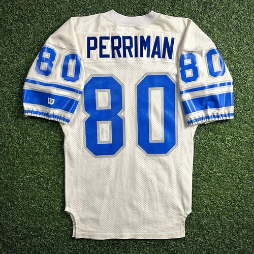 1992 Wilson NFL Game Used Worn Jersey Detroit Lions Brett Perriman Sz. 46