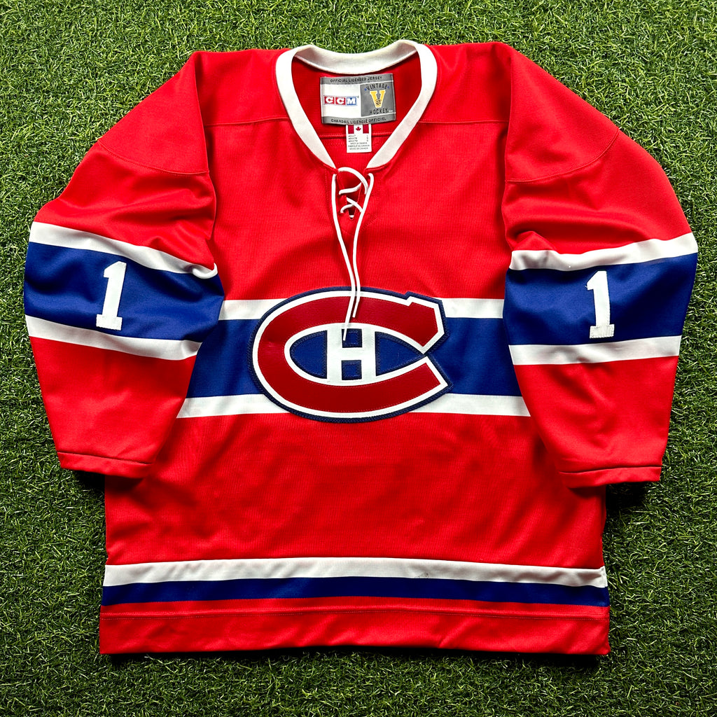 Rare! 2000’s CCM Vintage NHL Jersey Montreal Canadiens Sz. L #1 Throwback