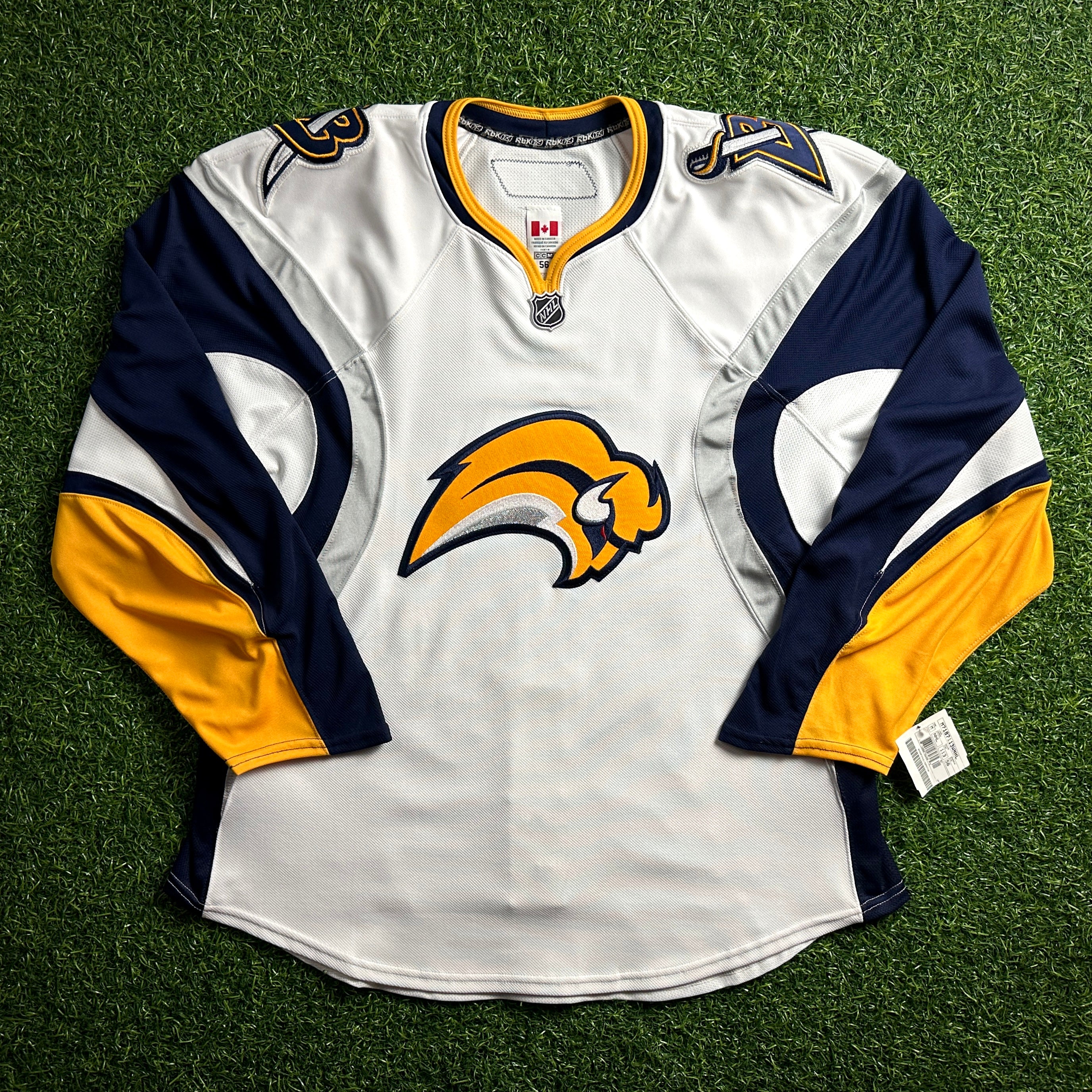 New! 2007/08 Reebok NHL Team-Issued Jersey Buffalo Sabres Sz. 56 White Slug MiC