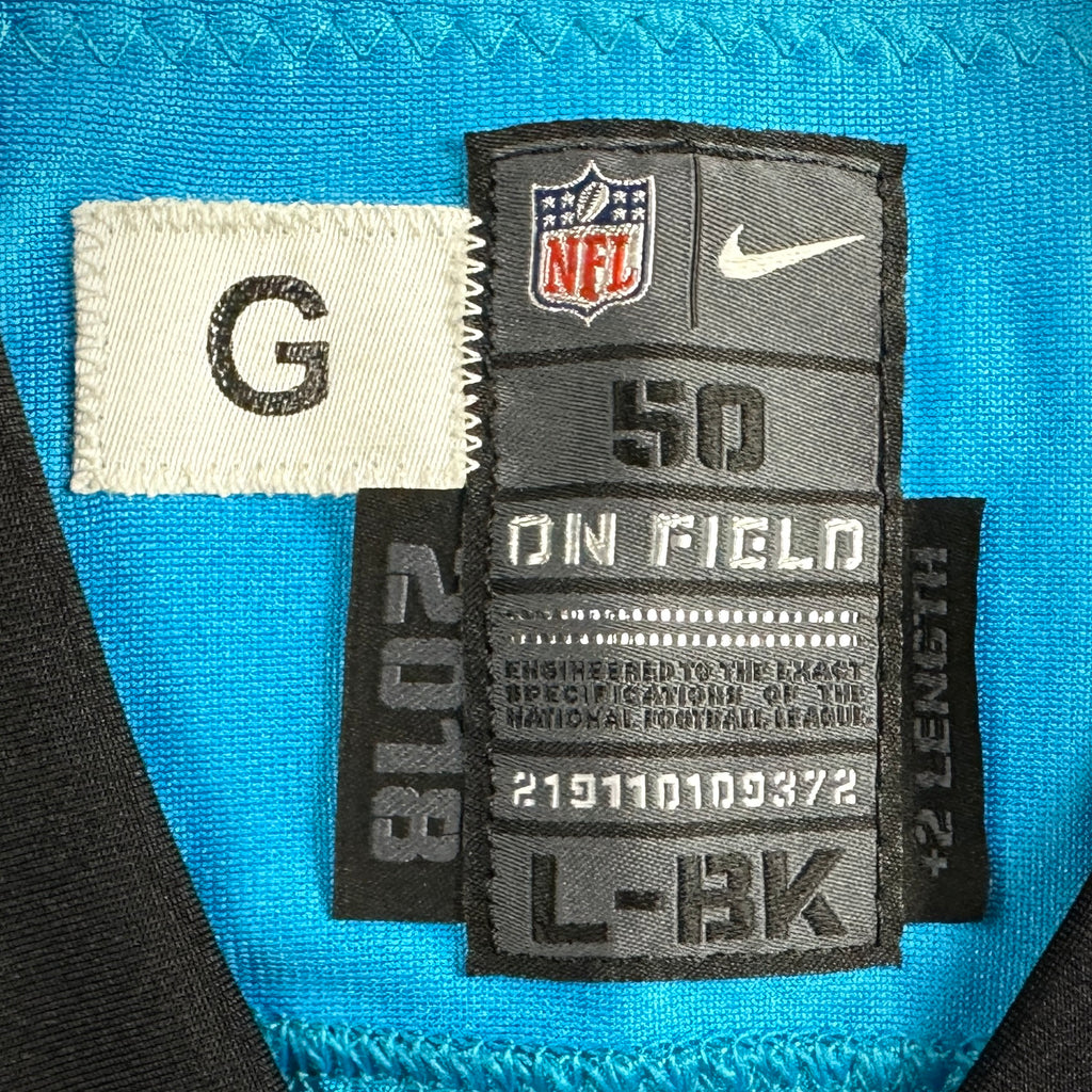 2018 Nike NFL Game Used Worn Jersey Carolina Panthers Ian Thomas Rookie Sz. 50