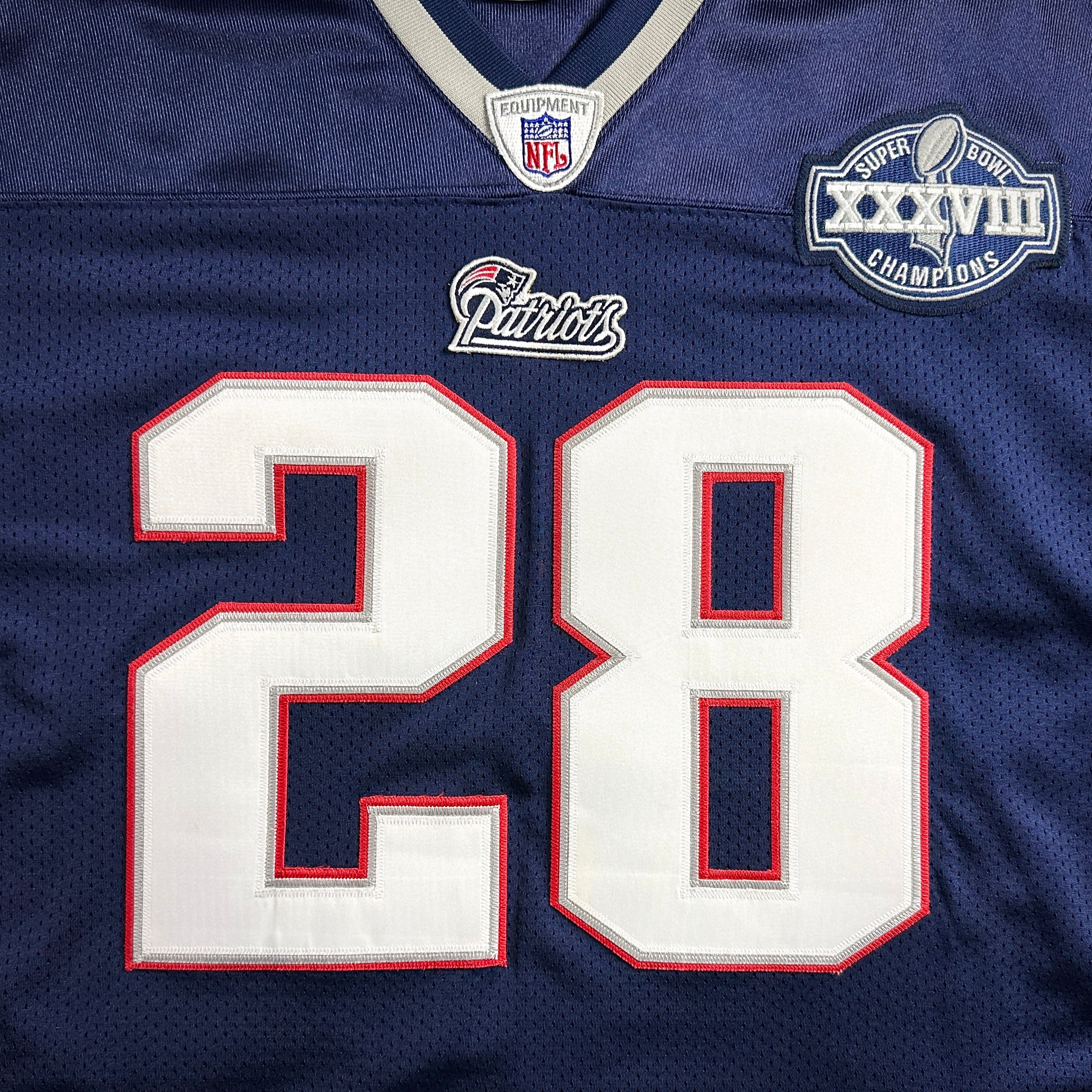 2004 Reebok NFL Authentic Jersey New England Patriots Corey Dillon Sz. 52 XXXVIII Banner Night