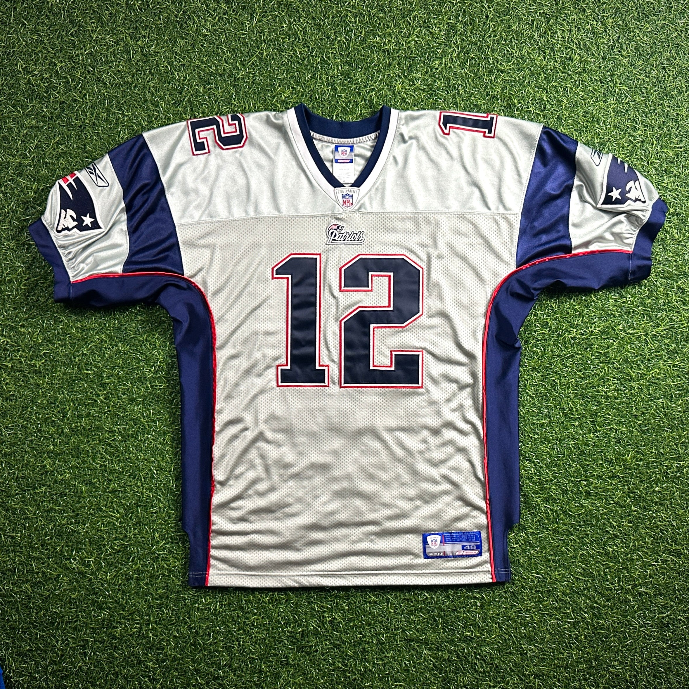 2003 Reebok NFL Authentic Jersey New England Patriots Tom Brady Sz. 48 Silver Alternate