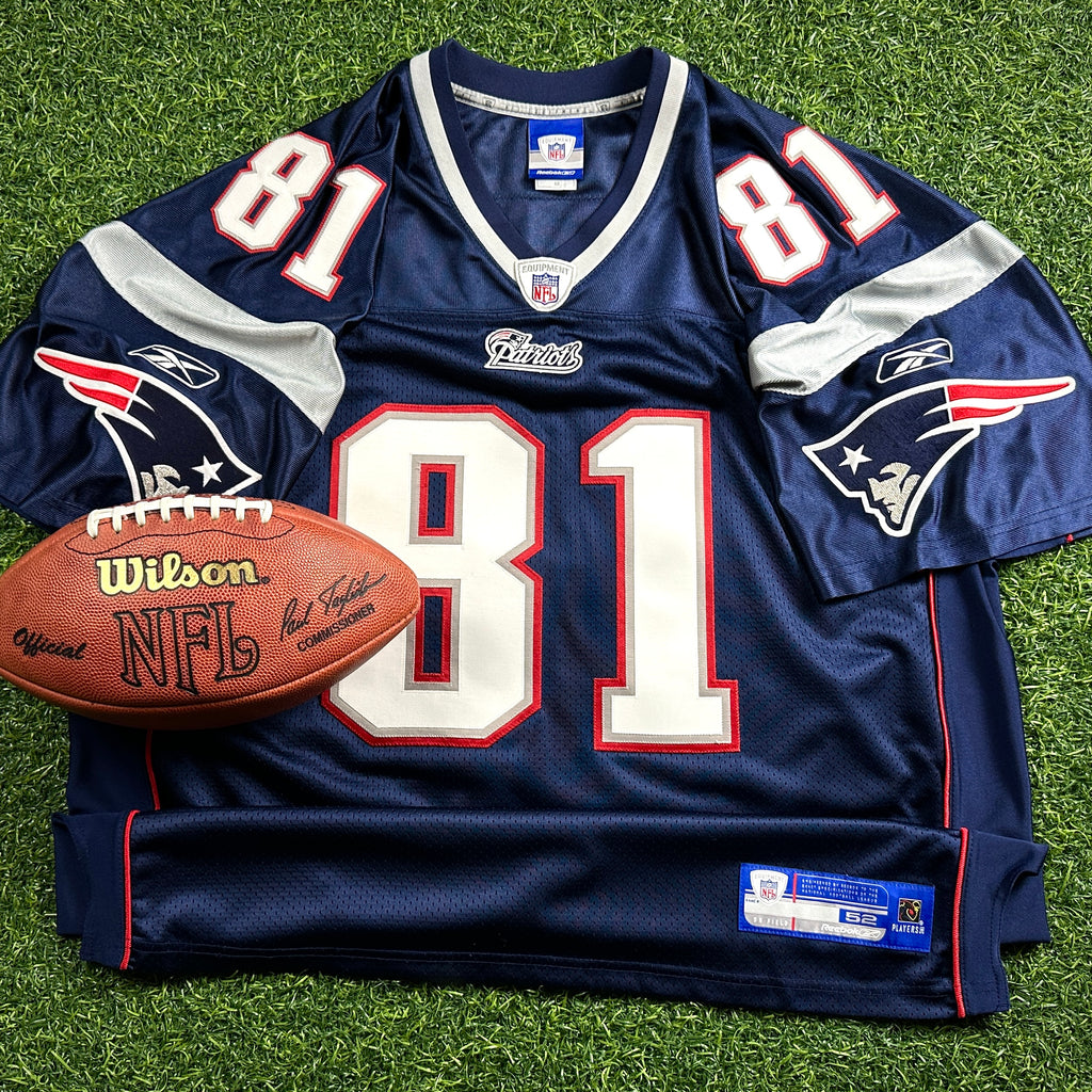 2007 Reebok NFL Authentic Jersey New England Patriots Randy Moss Blue Home Sz. 52
