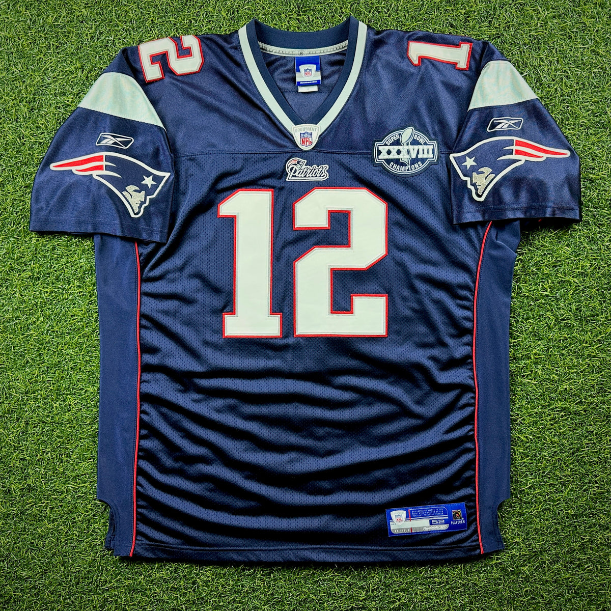 2004 Reebok NFL Authentic Jersey New England Patriots Tom Brady Sz 52 Super Bowl