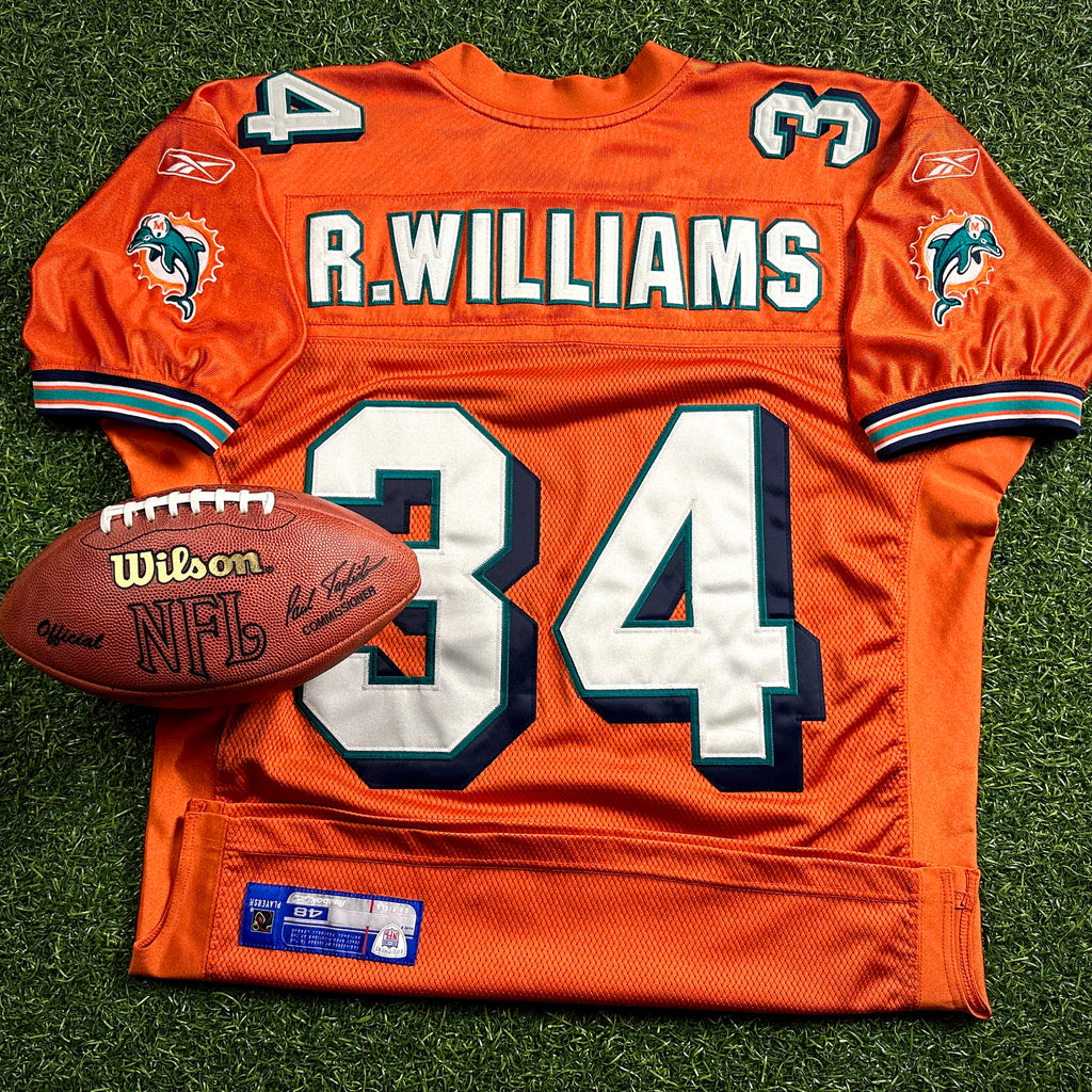 2005 Reebok NFL Authentic Jersey Miami Dolphins Ricky Williams Sz 48 Orange Alt
