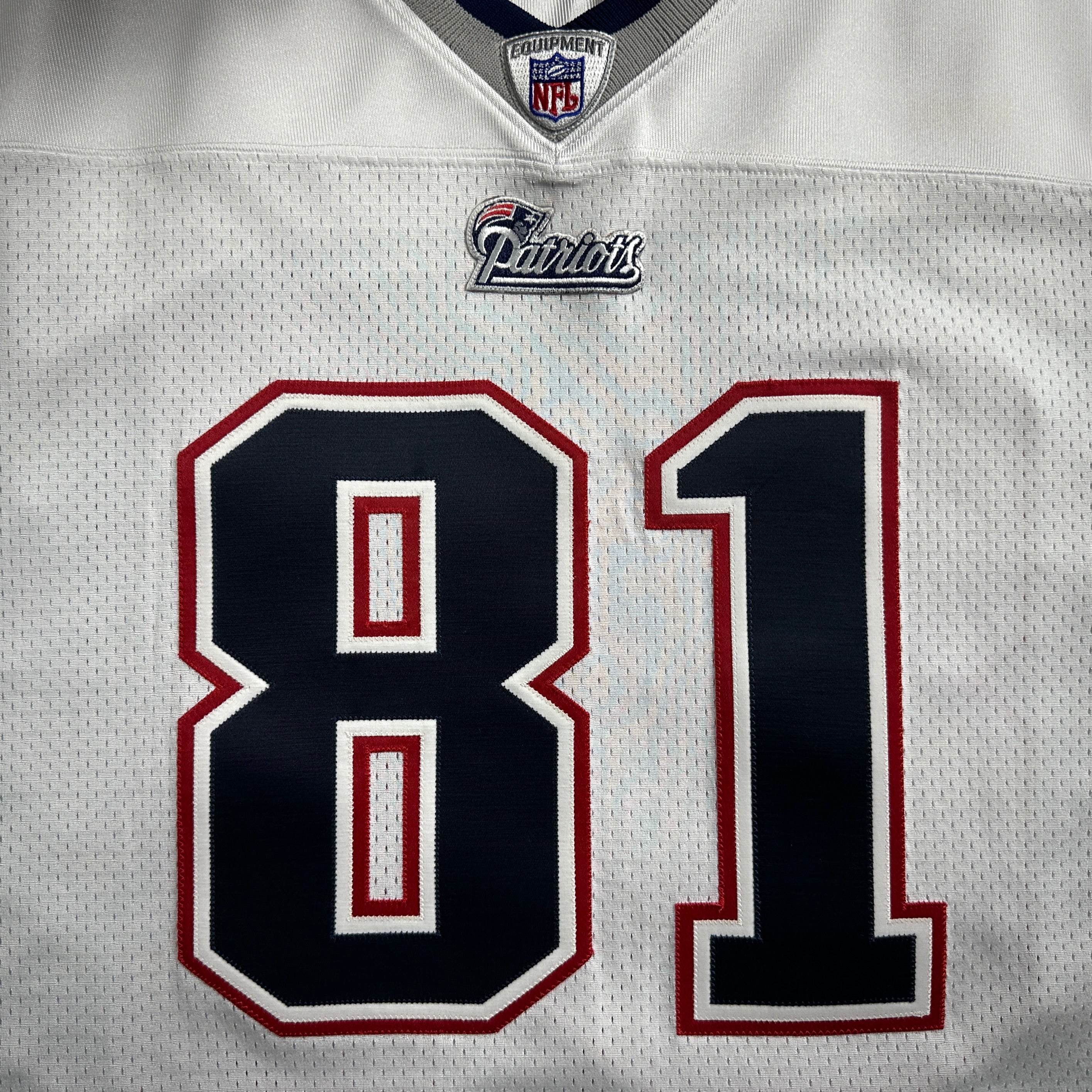 2007 Reebok NFL Authentic Jersey New England Patriots Randy Moss White Away Sz. 52