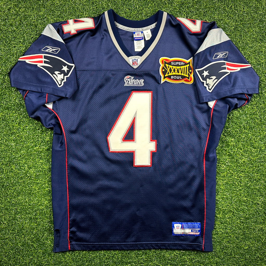 2004 Reebok NFL Authentic Jersey New England Patriots Adam Vinatieri Super Bowl XXXVIII Sz. 50