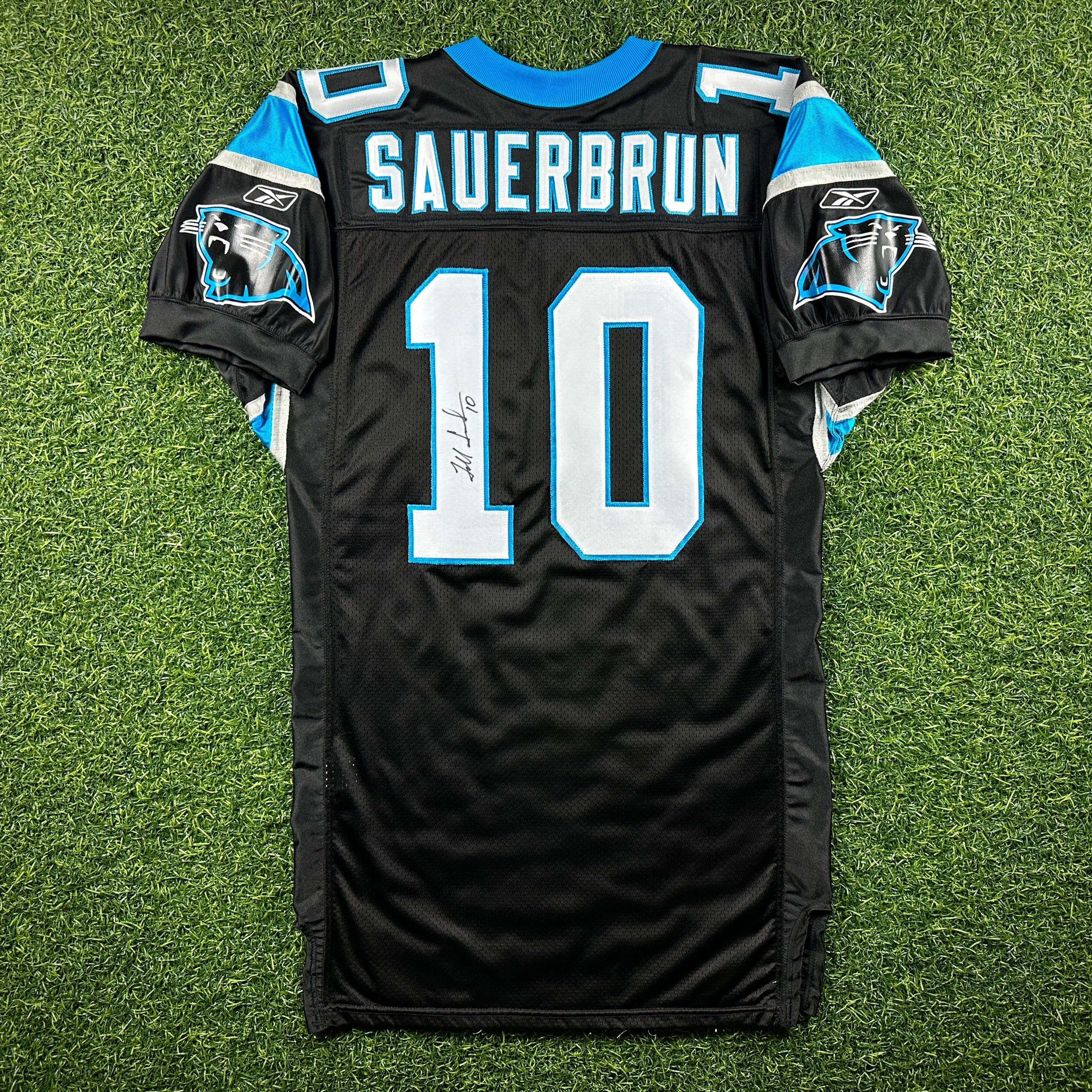 2004 Reebok NFL Team-Issued Game Jersey Carolina Panthers Todd Sauerbrun Sz. 46 Autograph PSA