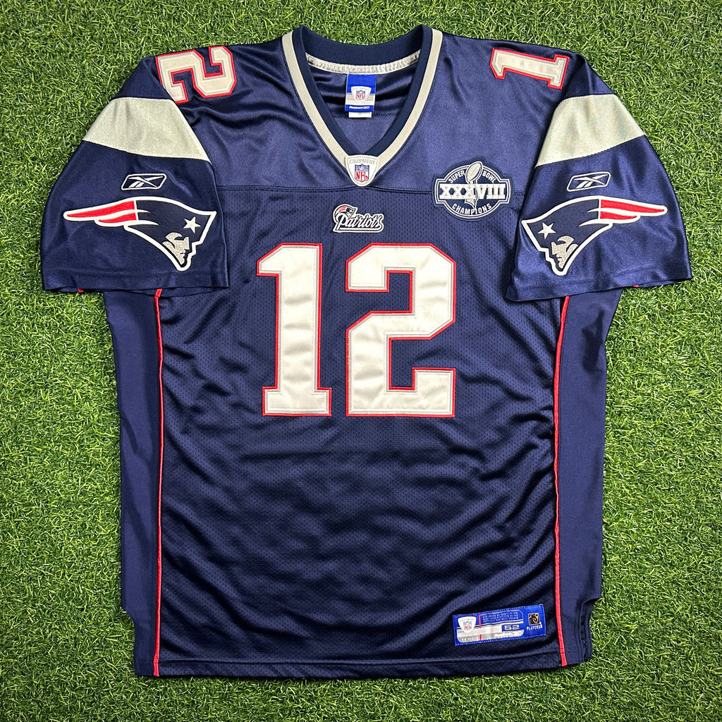 2004 Reebok NFL Authentic Jersey New England Patriots Tom Brady Sz 52 Super Bowl