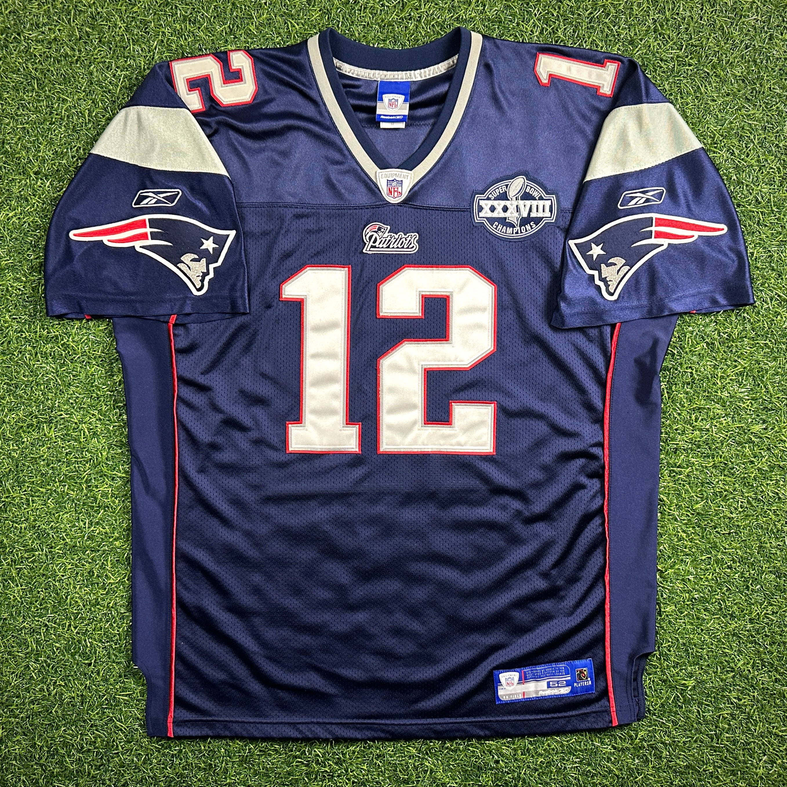 2004 Reebok NFL Authentic Jersey New England Patriots Tom Brady Sz 52 Super Bowl