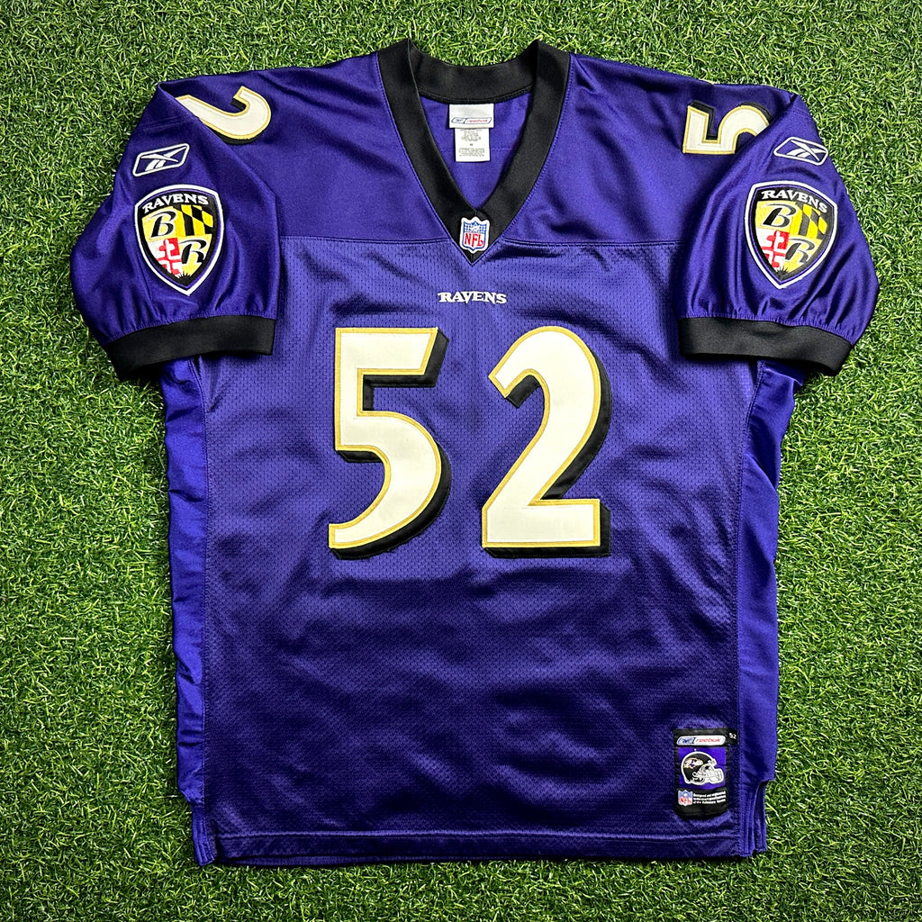 2001 Reebok NFL Authentic Jersey Baltimore Ravens Ray Lewis Sz. 52 Helmet Tag Vintage
