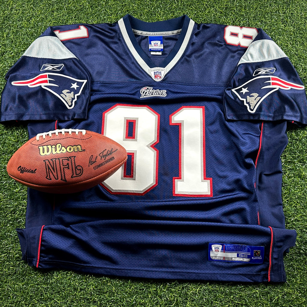 2007 Reebok NFL Authentic Jersey New England Patriots Randy Moss Blue Home Sz. 52