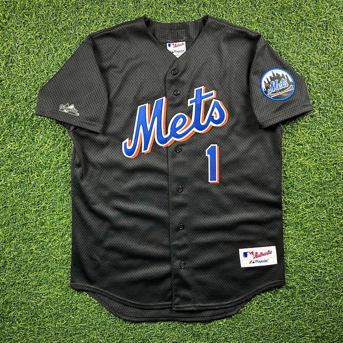 2000 Majestic MLB Jersey New York Mets Garth Brooks Black Sz. M Vintage