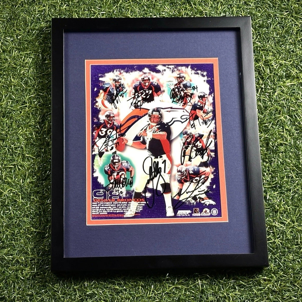 1998 NFL Autograph 8x10 Photo Denver Broncos 9 Players JSA COA