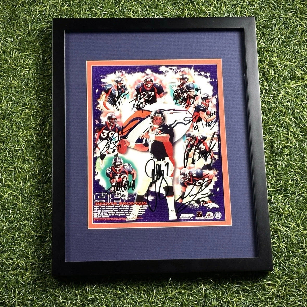1998 NFL Autograph 8x10 Photo Denver Broncos 9 Players JSA COA