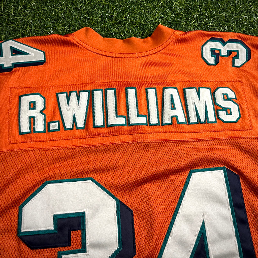 2005 Reebok NFL Authentic Jersey Miami Dolphins Ricky Williams Sz 48 Orange Alt