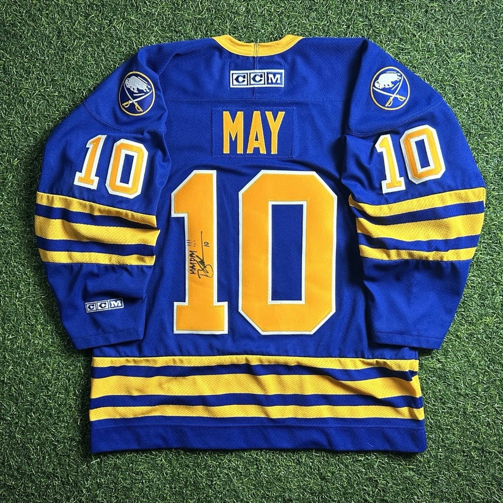 CCM NHL Jersey 1996 Buffalo Sabres Throwback Brad May Autograph Sz. L Vintage