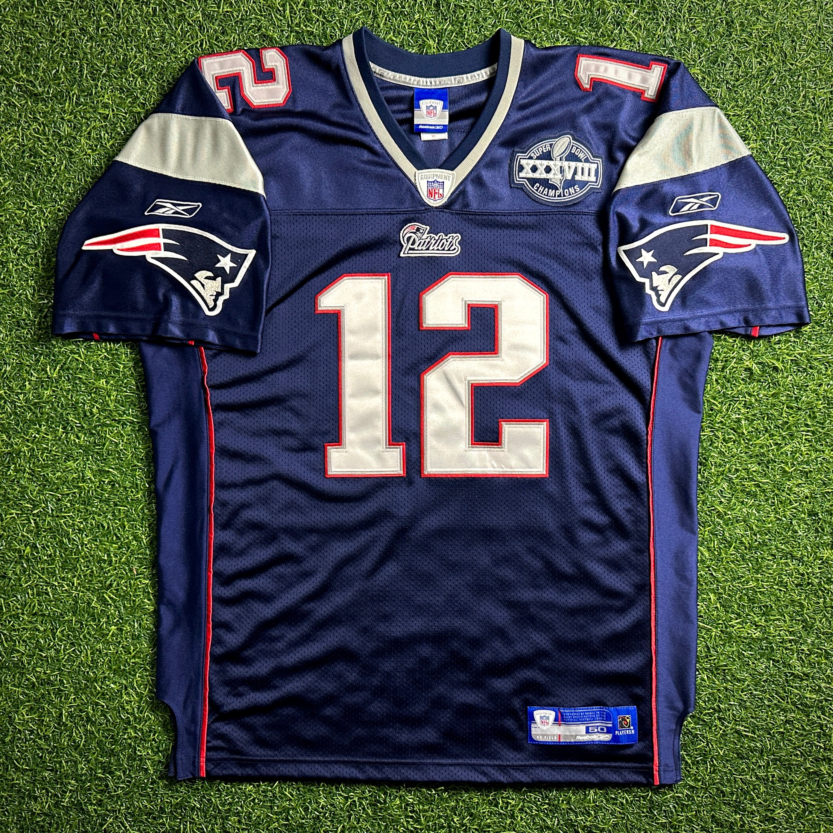 2004 Reebok NFL Authentic Jersey New England Patriots Tom Brady Sz 50 Super Bowl