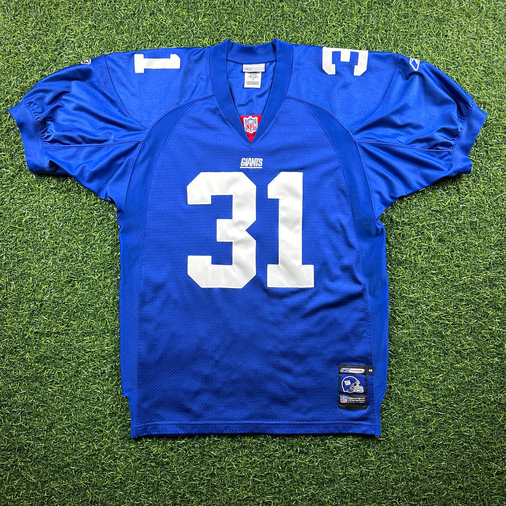2001 Reebok NFL Authentic Jersey New York Giants Jason Sehorn Sz. 48 Helmet Tag