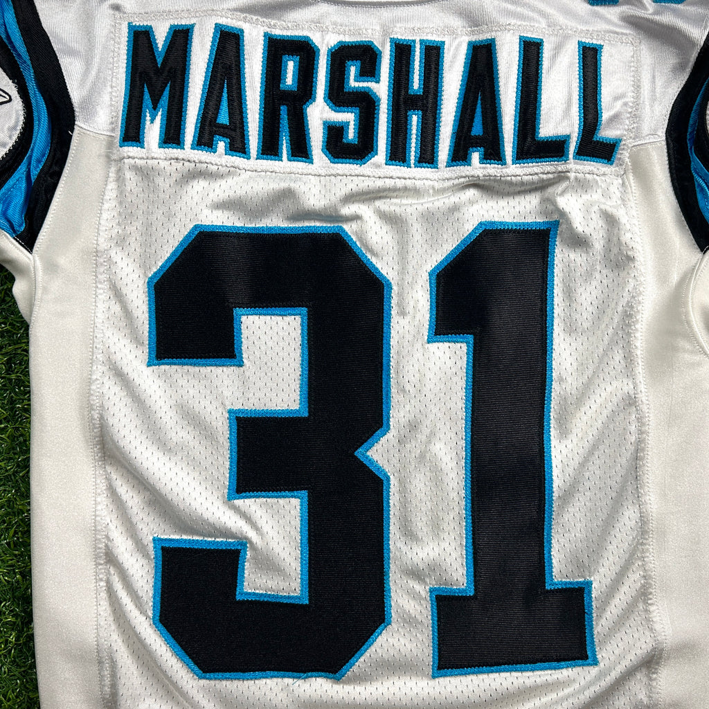 2011 Reebok NFL Game Used Worn Jersey Carolina Panthers Richard Marshall Sz. 48
