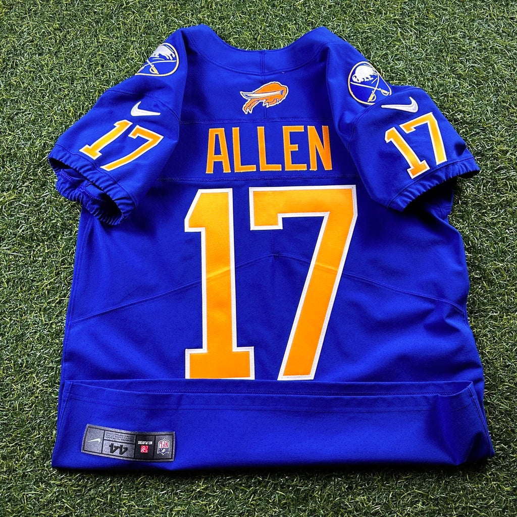 New! Nike NFL X NHL Vapor Elite Authentic Jersey Buffalo Bills Sabres Josh Allen Blue Sz. 44
