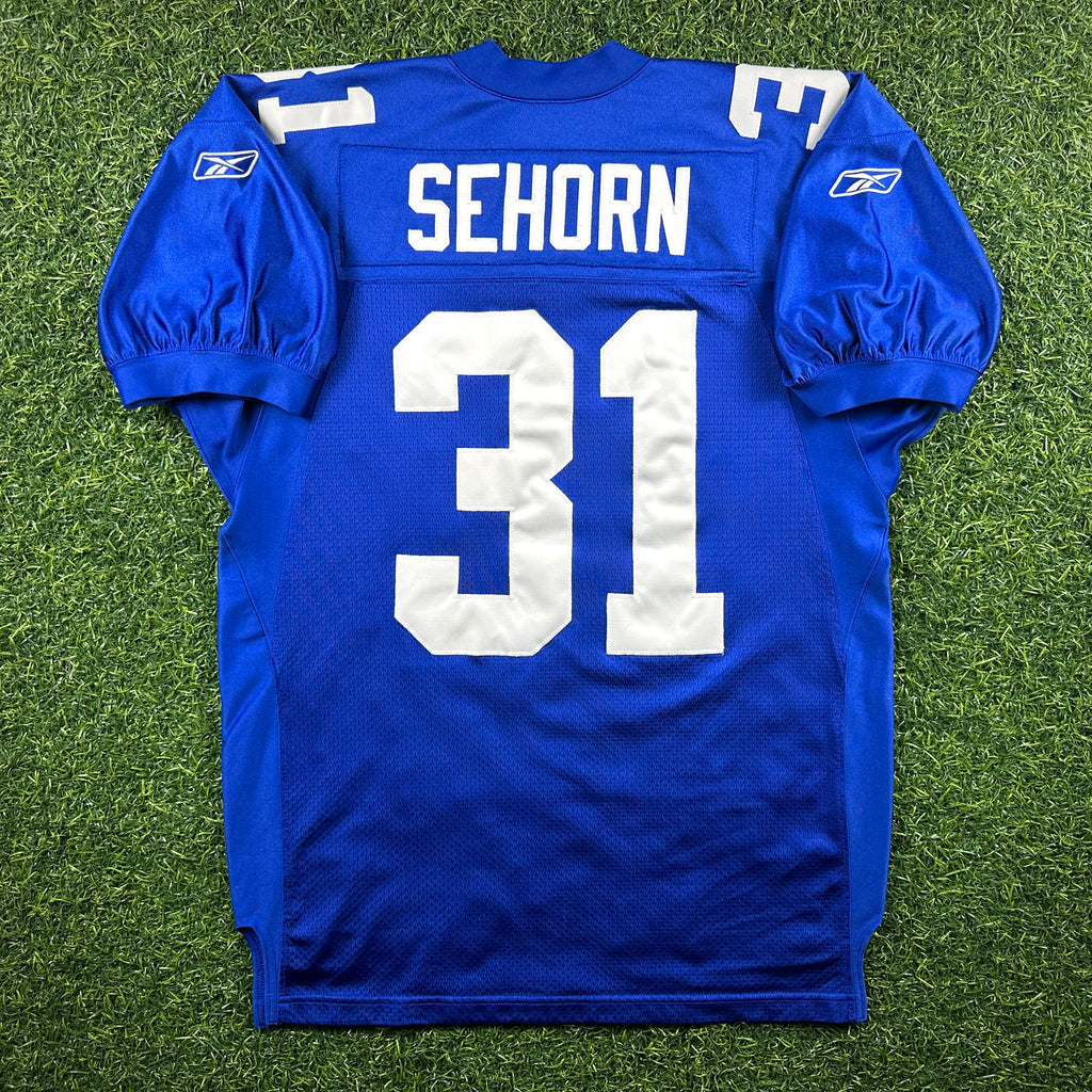 2001 Reebok NFL Authentic Jersey New York Giants Jason Sehorn Sz. 48 Helmet Tag