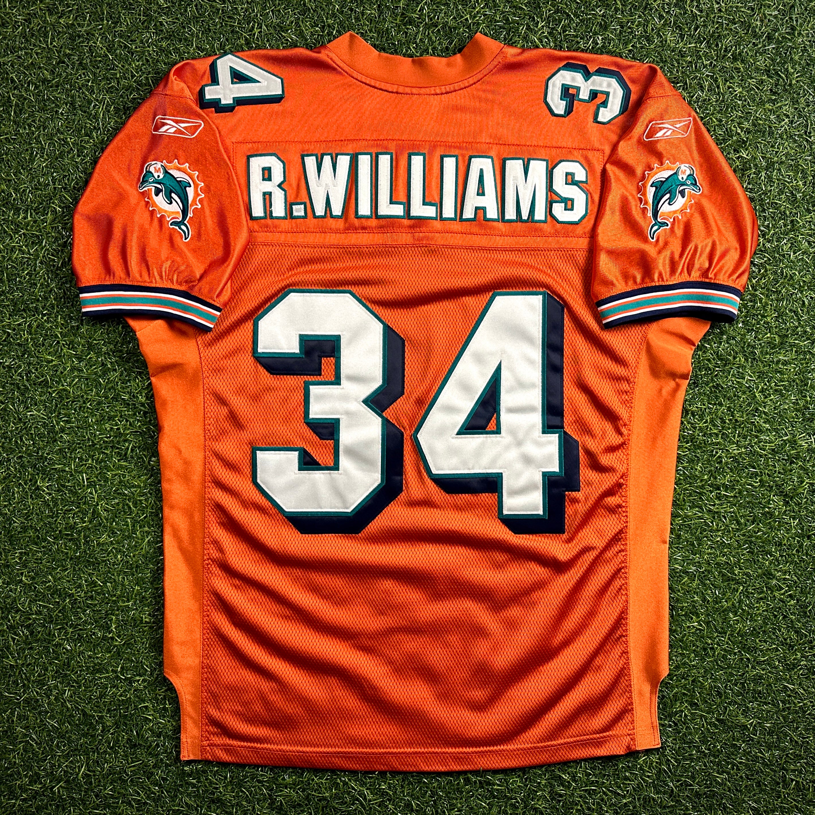 2005 Reebok NFL Authentic Jersey Miami Dolphins Ricky Williams Sz 48 Orange Alt