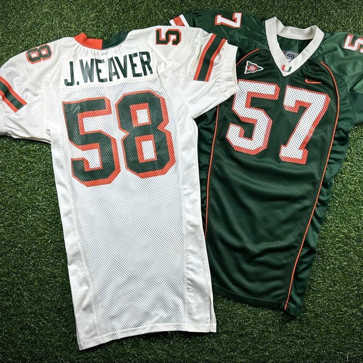 Lot of 2 Nike NCAA Game-Used Hurricanes Jerseys