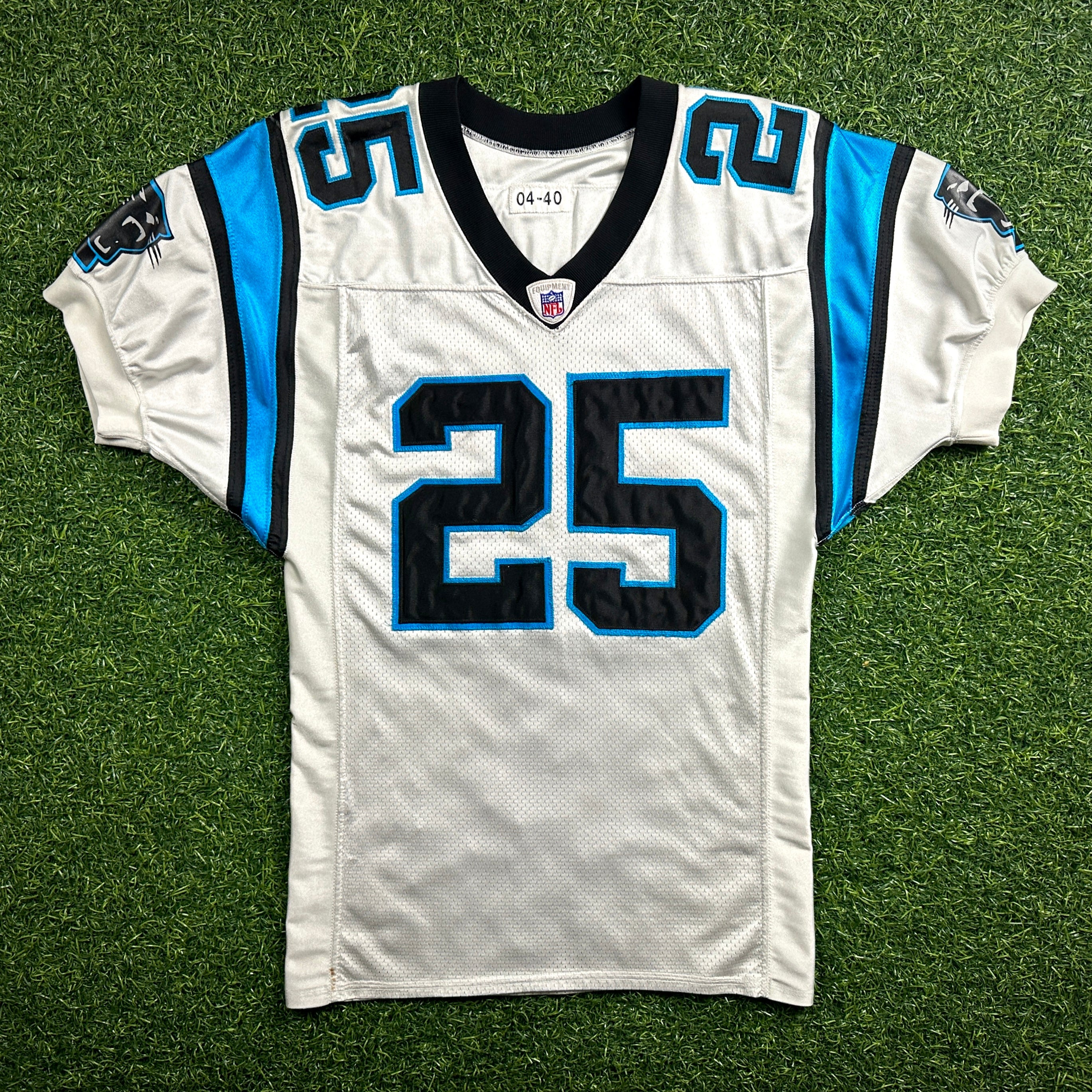 2004 Reebok NFL Game Used Worn Jersey Carolina Panthers Joey Harris Sz 40 Rookie