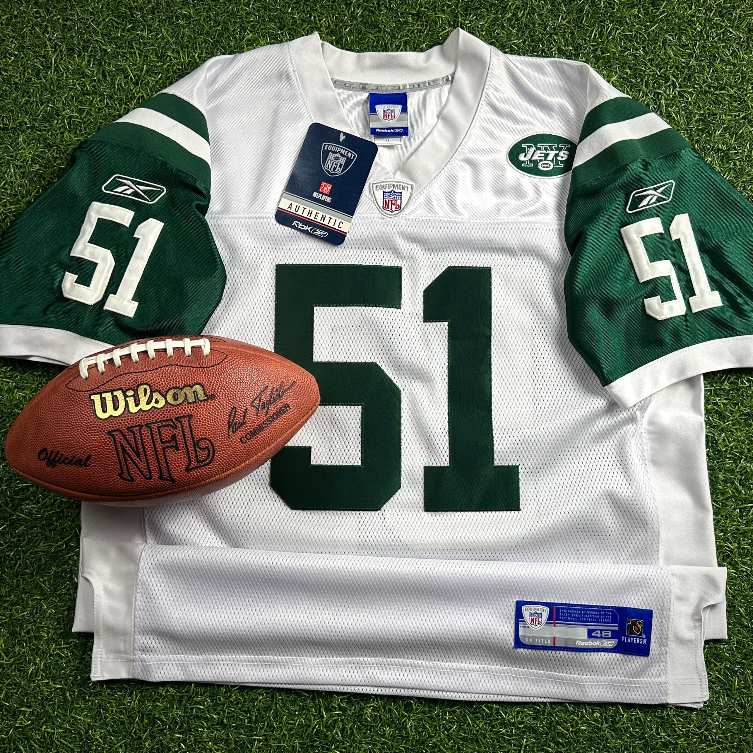 New! 2007 Reebok NFL Authentic Jersey New York Jets Jonathan Vilma Sz. 48 NWT