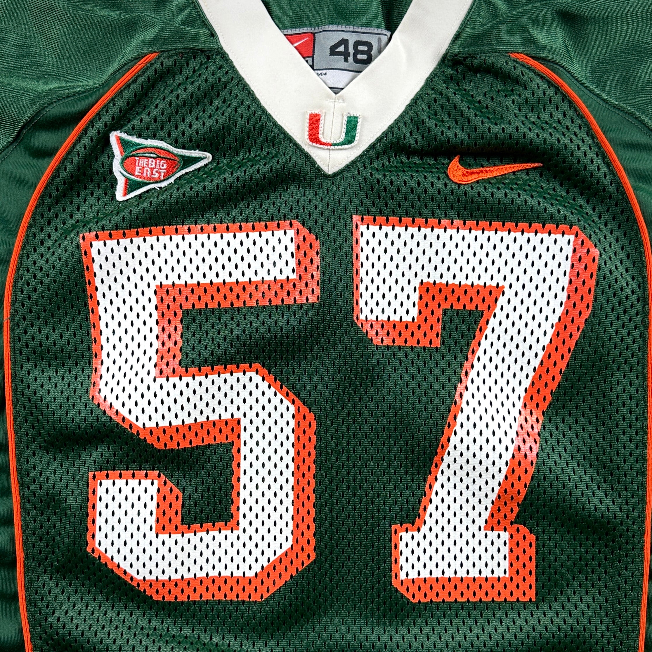1999 Nike NCAA Game-Used Jersey Miami Hurricanes Jermell Weaver Sz. 48 Set 1